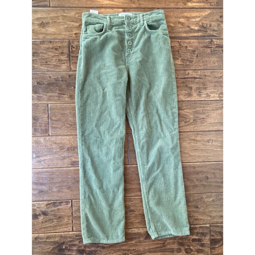 Reformation Cynthia Button Fly High Rise Straight Corduroy Pants Sz 27